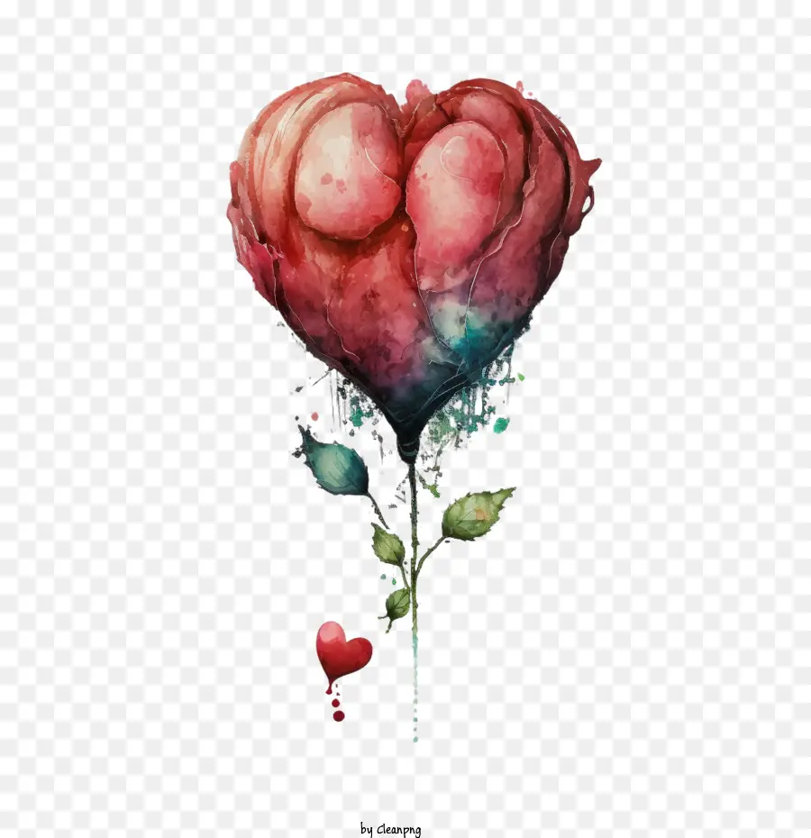 Corazón De Acuarela，Corazón Rosa PNG