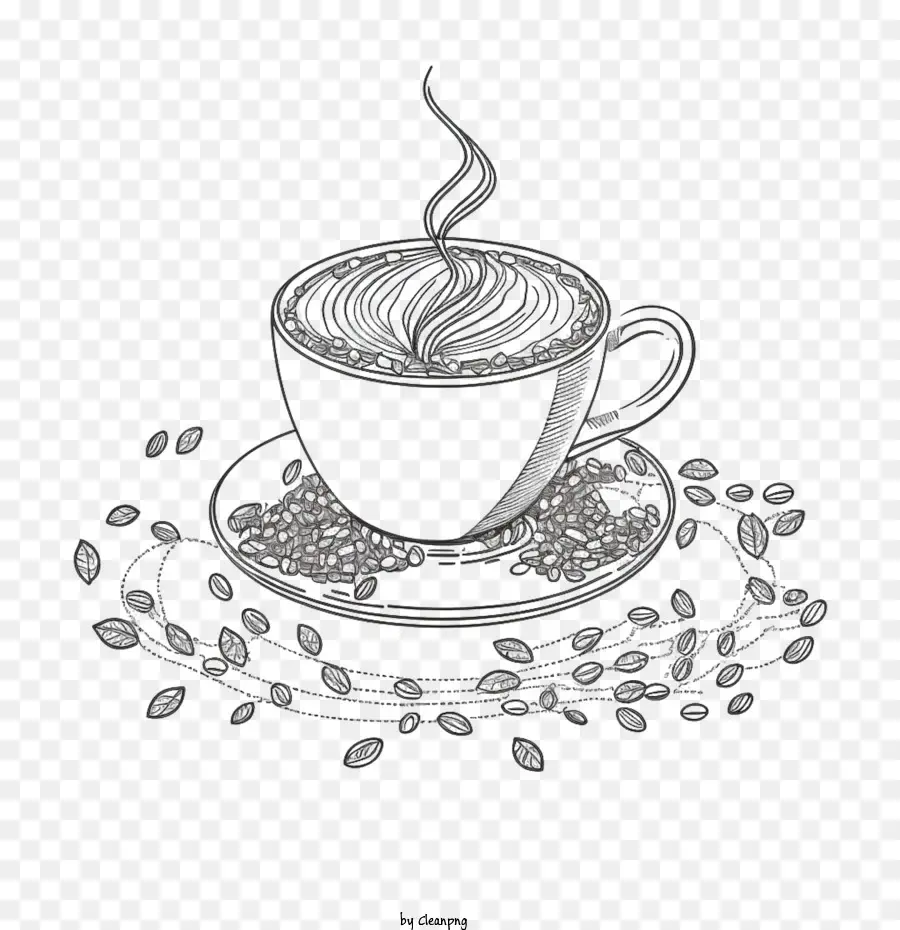 Dibujo De Línea，Cup Of Coffee PNG