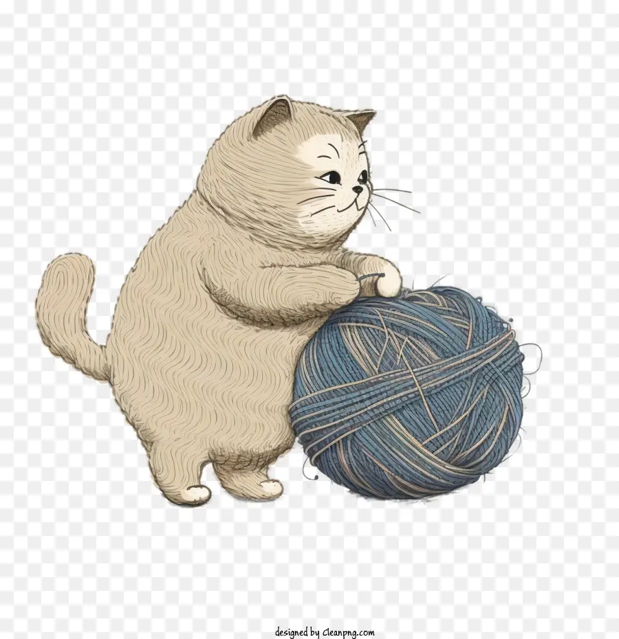 Gato De Dibujos Animados，Bola De Estambre PNG