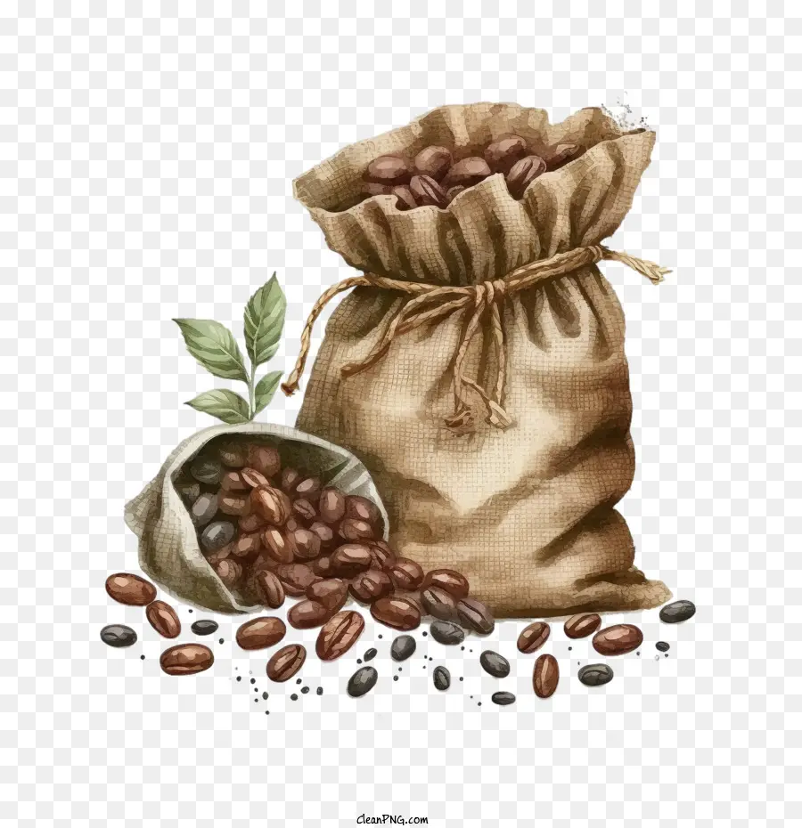 Acuarela De Granos De Café，Granos De Café Dibujados A Mano PNG