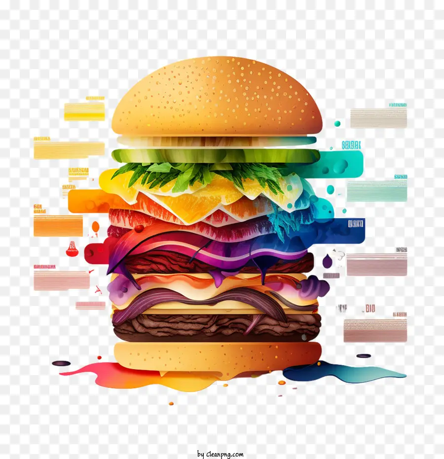 Colores De La Hamburguesa De Los 90，De Dibujos Animados De La Hamburguesa PNG