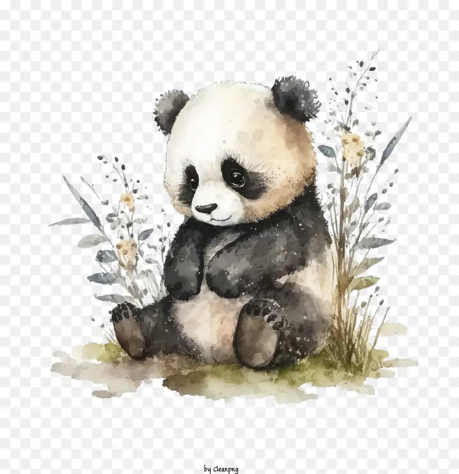 Acuarela Panda，Lindo Panda PNG