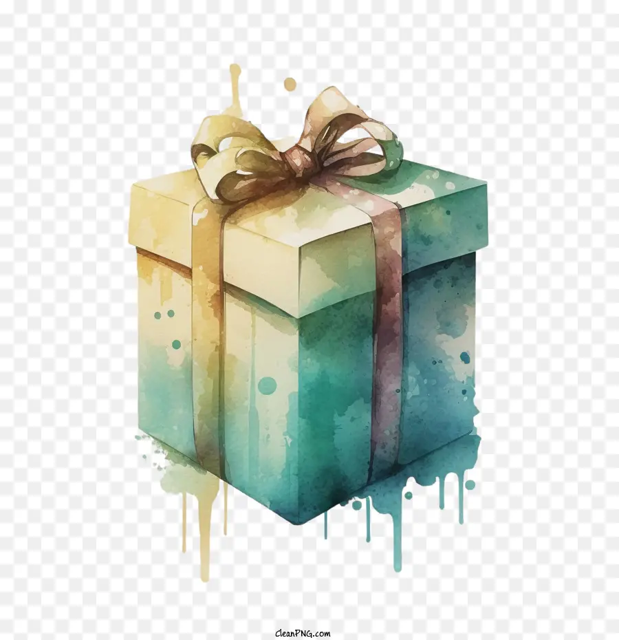 Caja De Regalo De Acuarela，Caja De Regalo Sencilla PNG