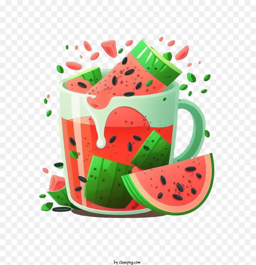 El Zumo De Sandía，Jugo De Sandía En La Taza PNG