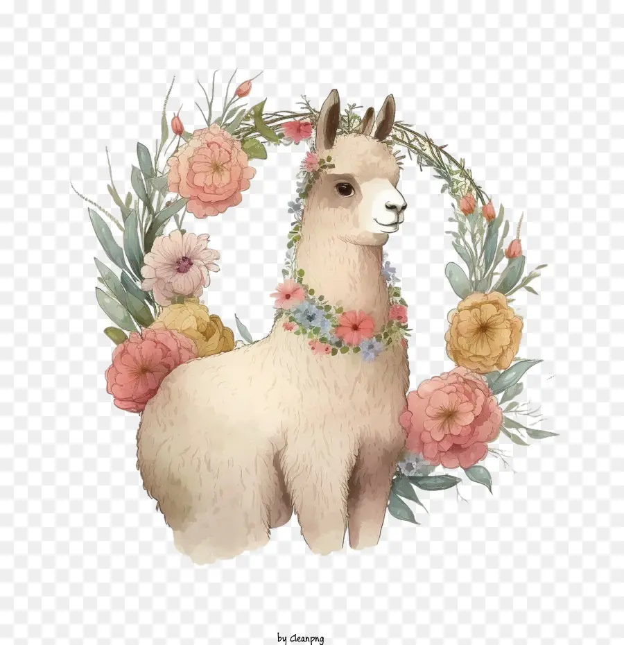 Acuarela Llama，Llama Con Corona PNG