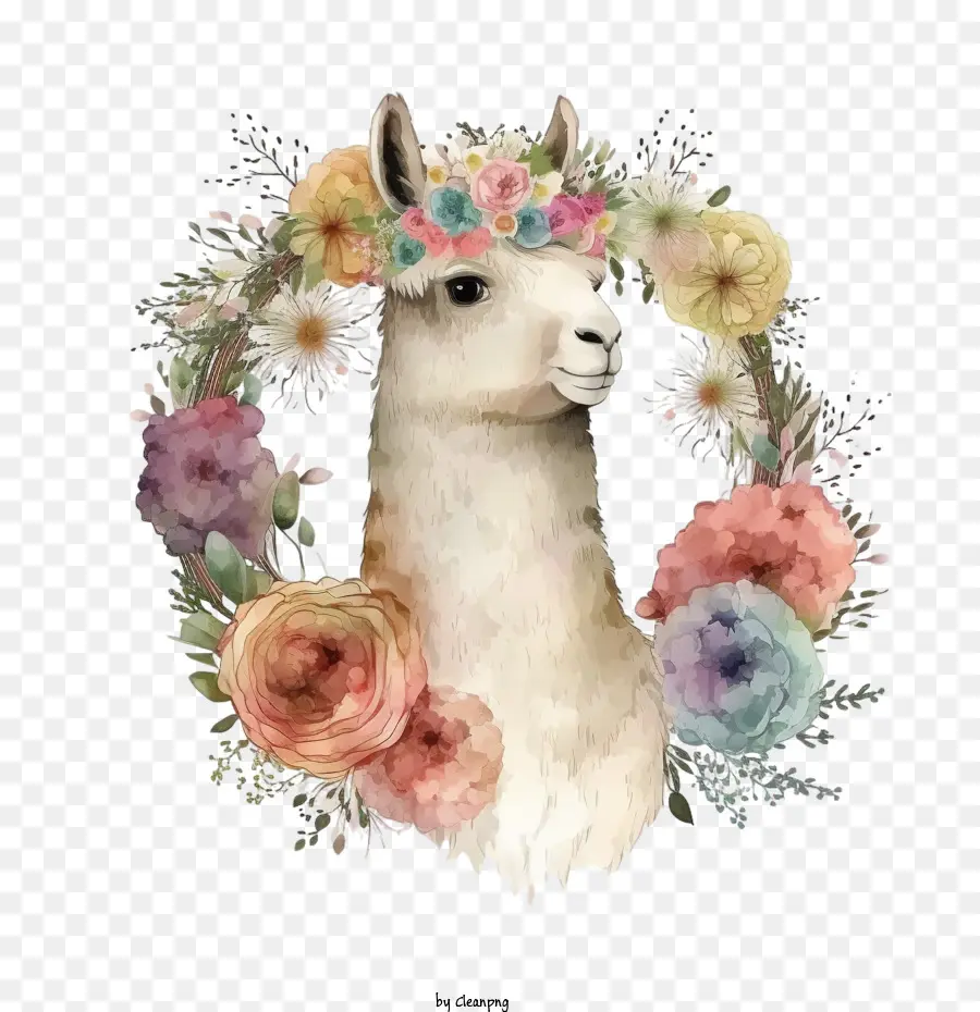 Acuarela Llama，Llama Con Corona PNG