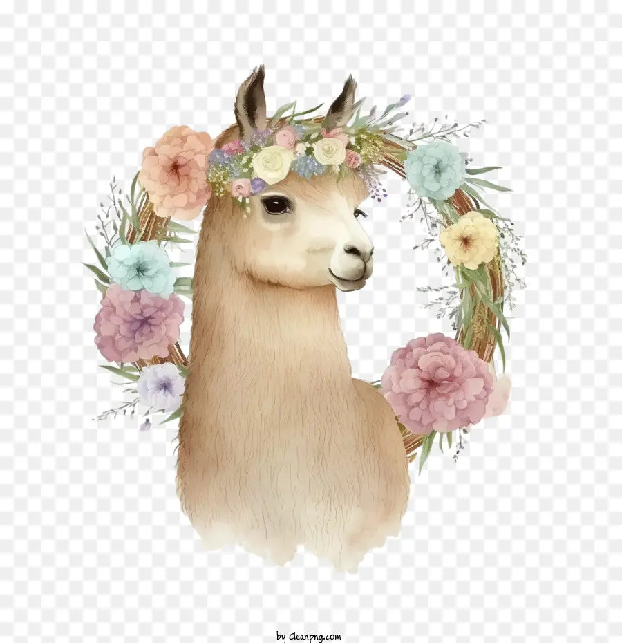 Acuarela Llama，Llama Con Corona PNG