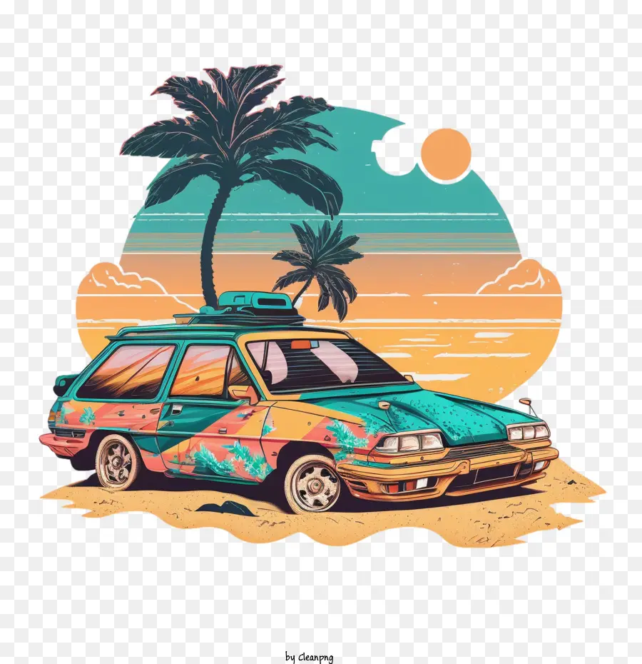 Colores Del Coche De Los 90，La Playa De Coche PNG