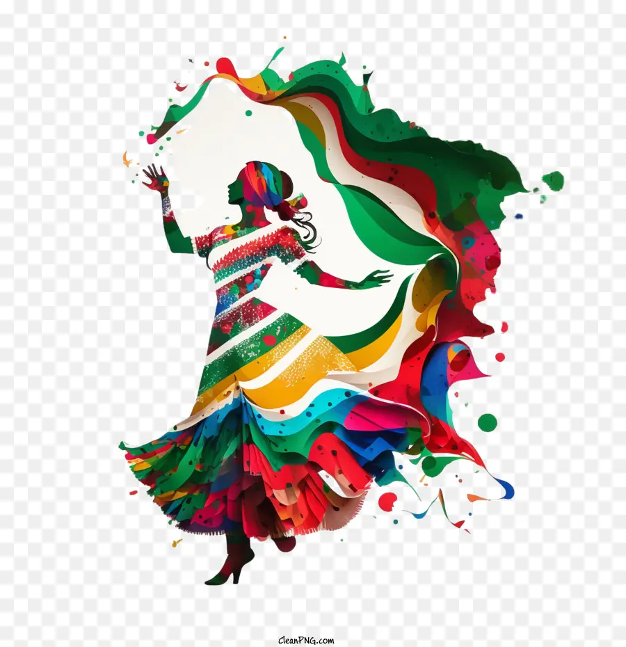 Cinco De Mayo，Silueta De Baile Colorido PNG