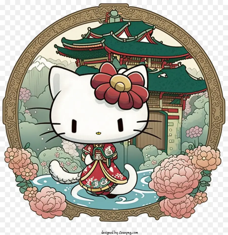 Hola Gatito，Hello Kitty En Traje Tradicional PNG