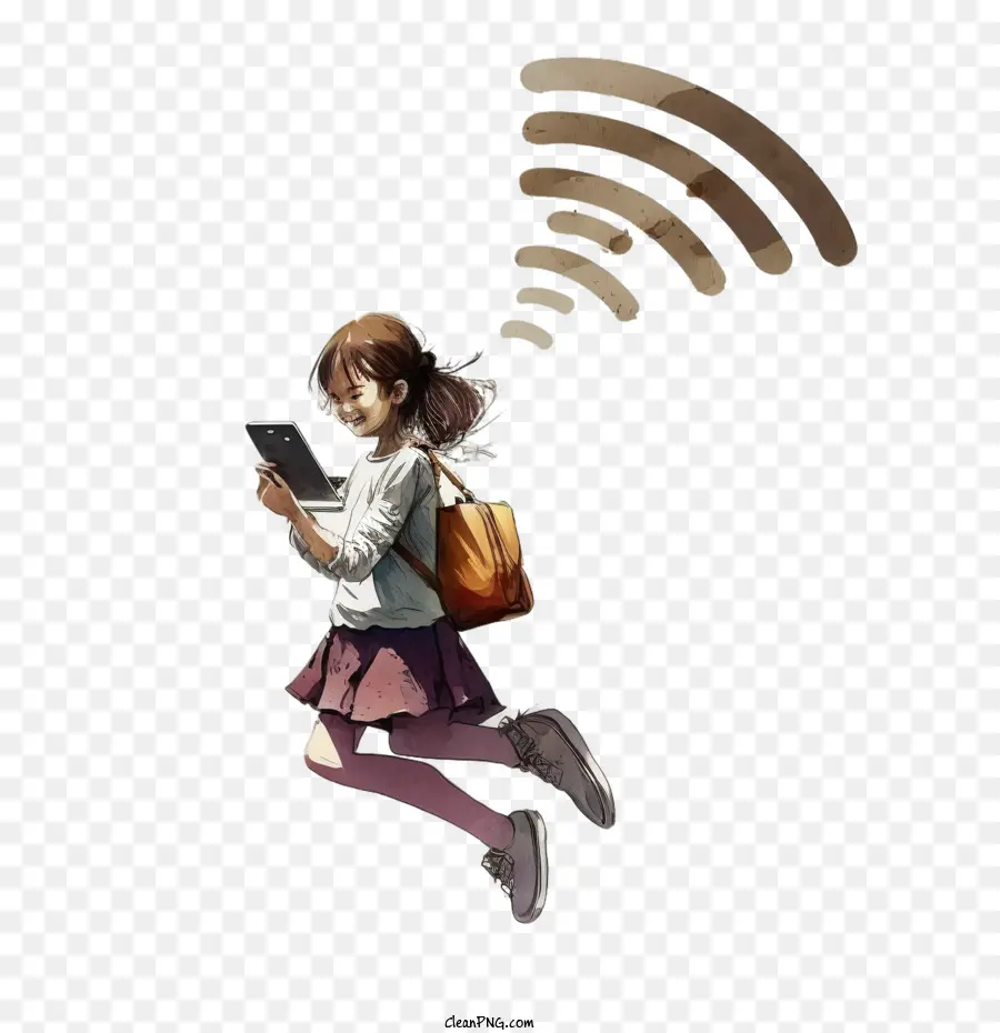 Chica Con Wifi，Wifi En El Aire PNG