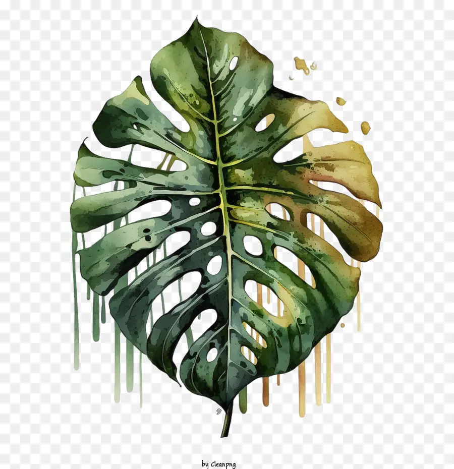 Acuarela De La Monstera，Monstera De Dibujos Animados PNG