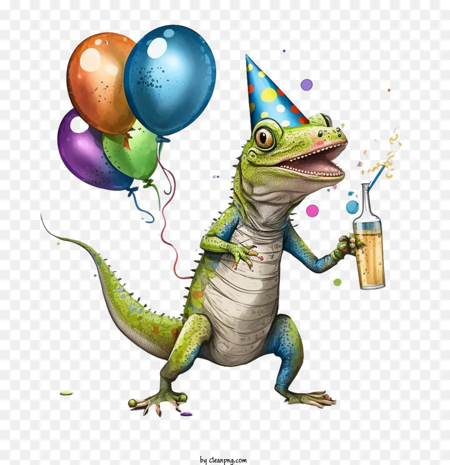 Día Del Lizardo Mundial，Lagarto Con Globos PNG