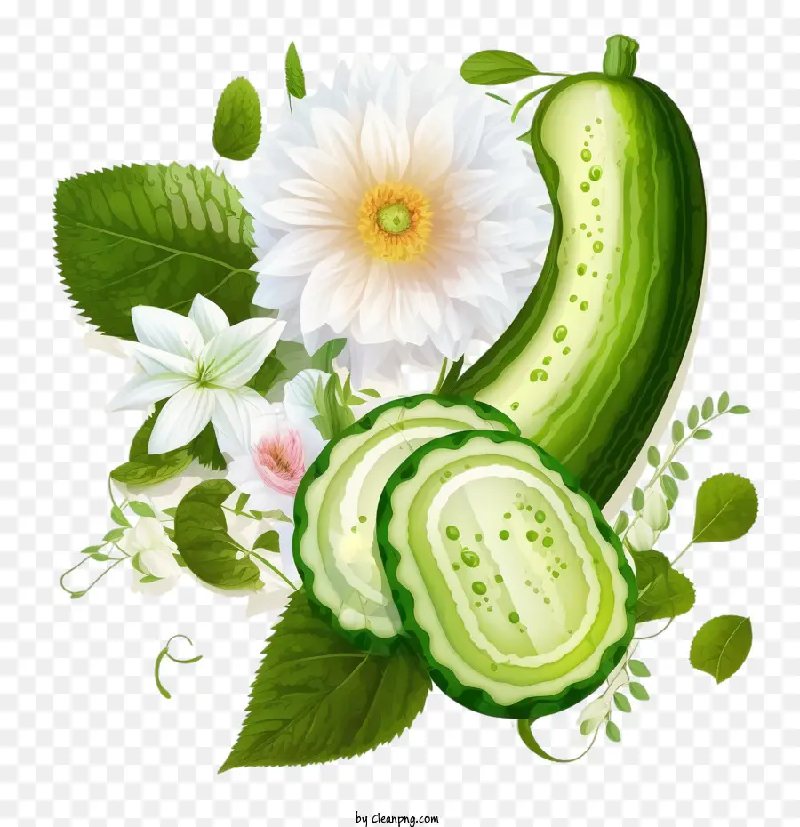 Pepino Acuarela，Pepino Con Flores PNG