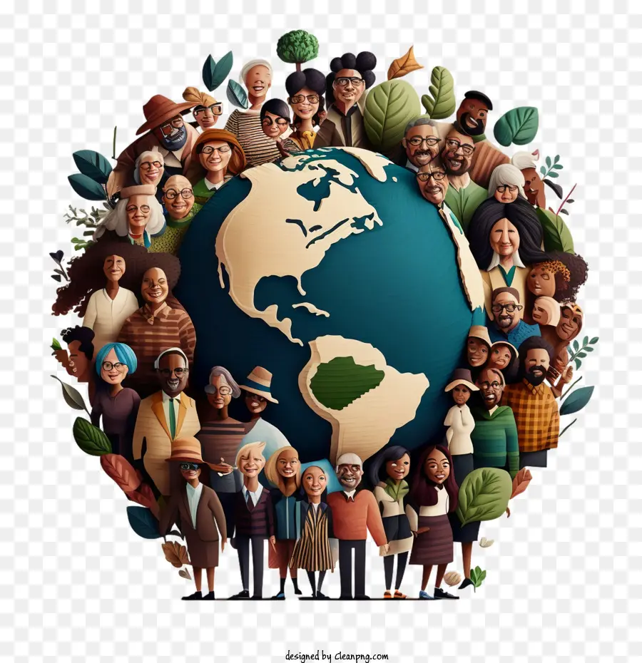Día Mundial De La Población，Gente Y Tierra PNG