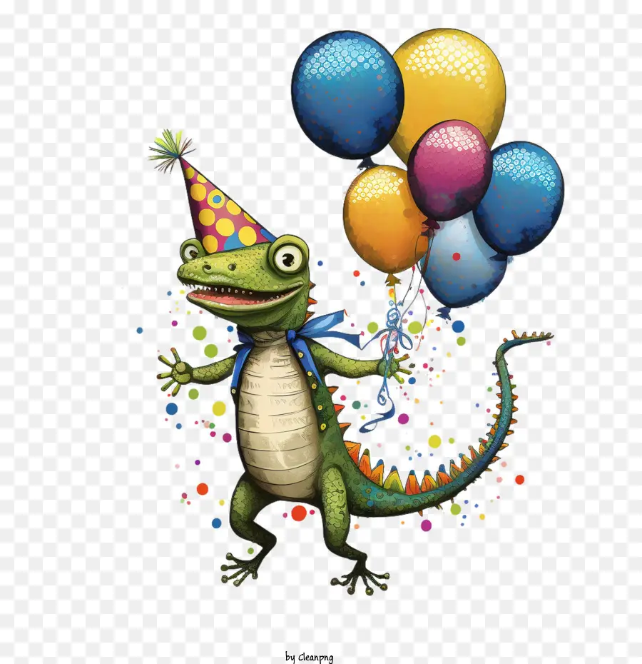 Día Del Lizardo Mundial，Lagarto Con Globos PNG