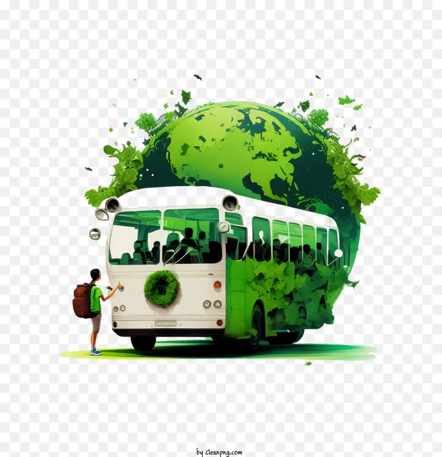 Autobús De Dibujos Animados，Autobús Verde PNG