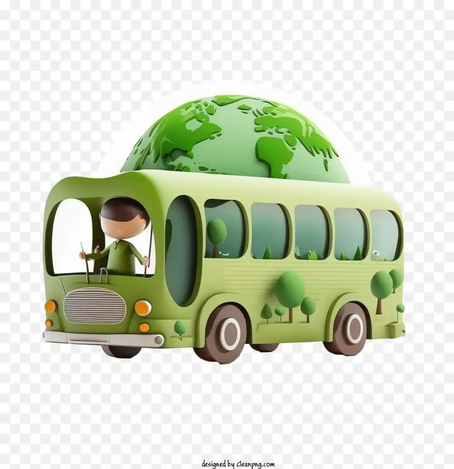 Autobús De Dibujos Animados，Autobús Ecológico PNG