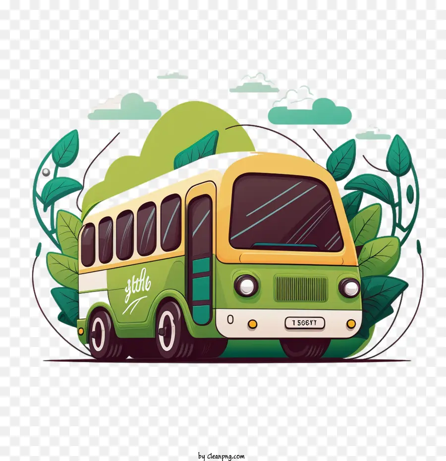 Autobús De Dibujos Animados，Autobús Ecológico PNG