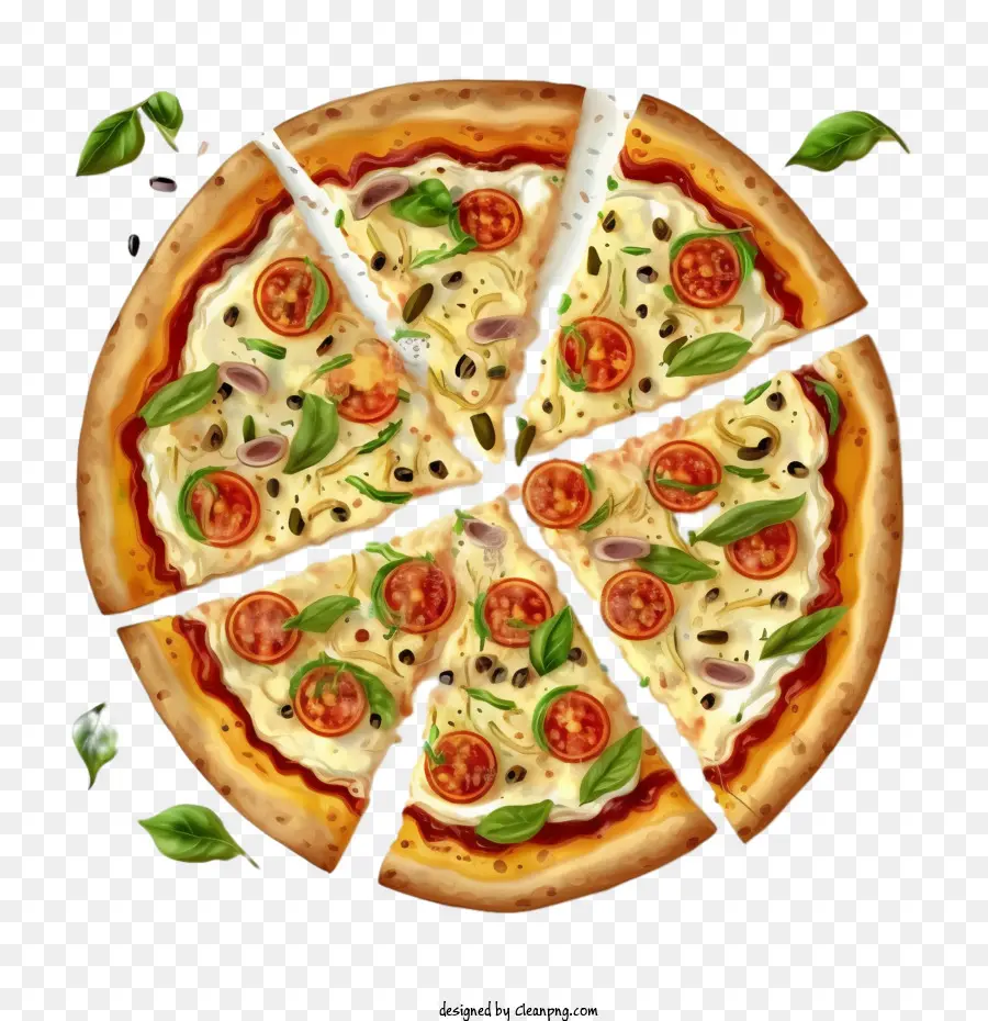 Pizza Vista Superior，Pizza Tradicional PNG