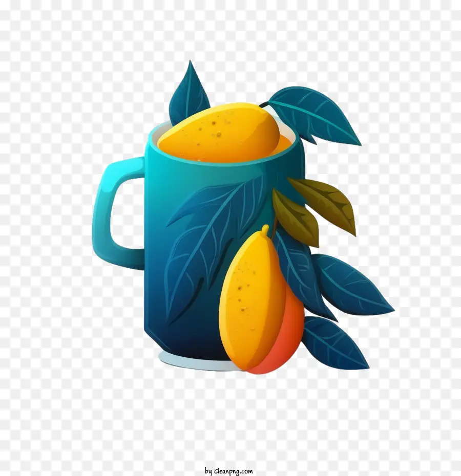 Jugo De Mango，Mango En La Taza PNG