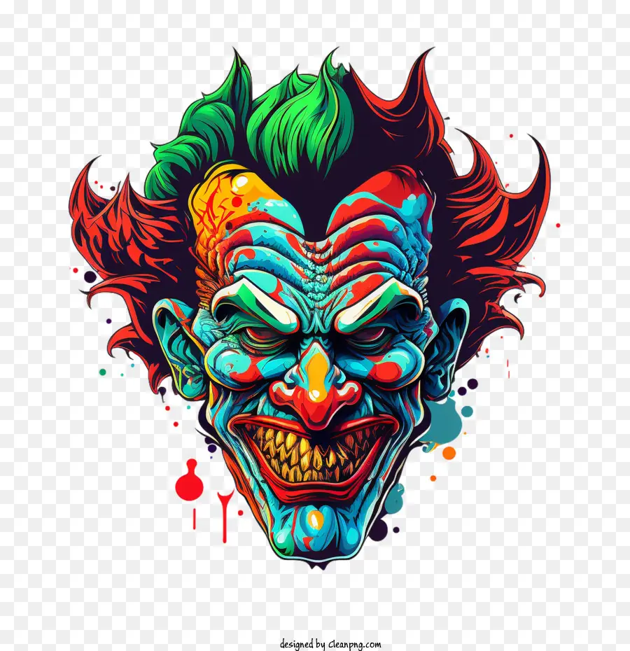 Hombre Payaso Complicado Y Aterrador，Cara De Payaso Colorida PNG