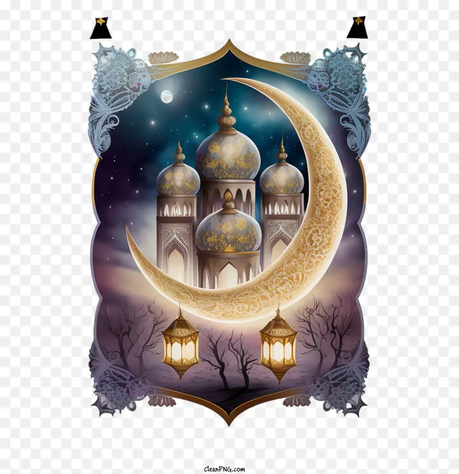 Ramadan Kareem，Crescent Moon PNG