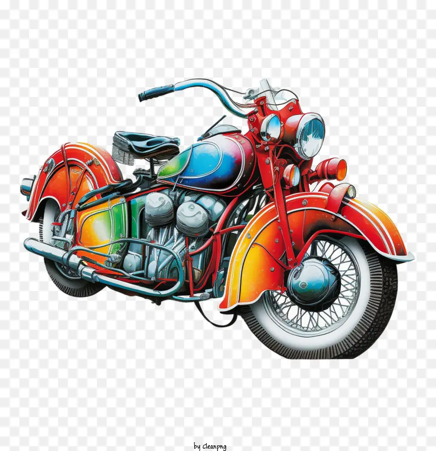 Pinturas Multicolores Motocicleta，Clásico De La Motocicleta PNG