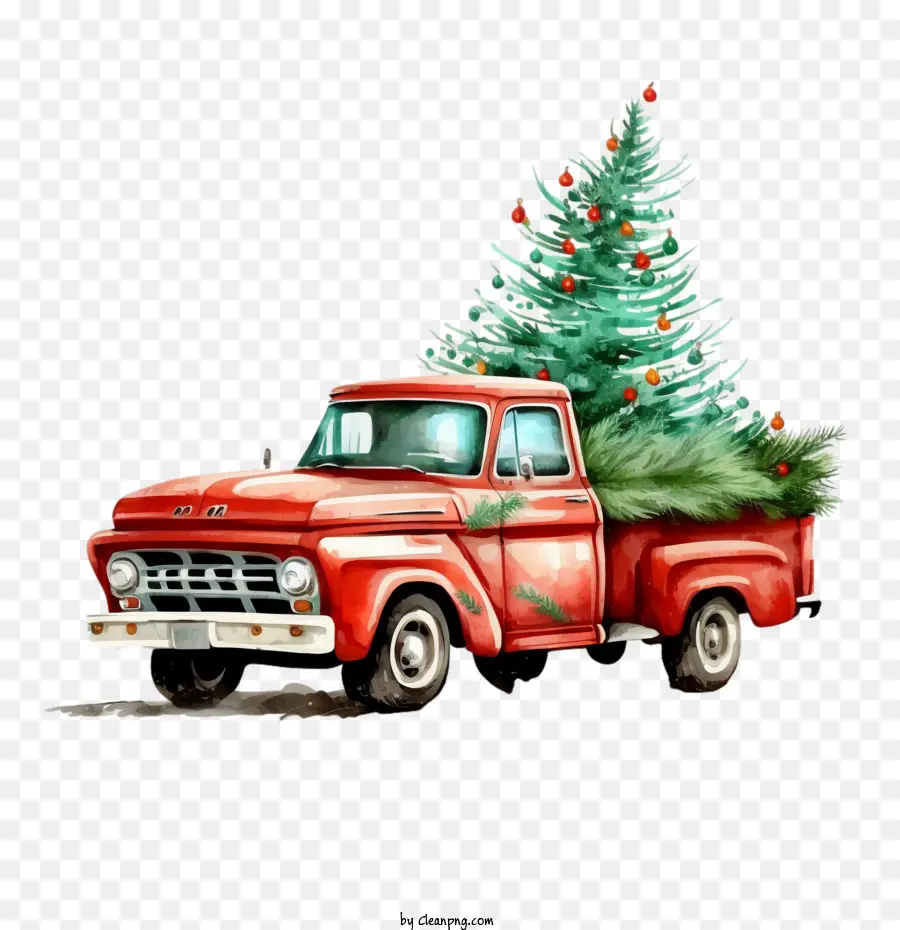 Camion Rojo，árbol De Navidad PNG