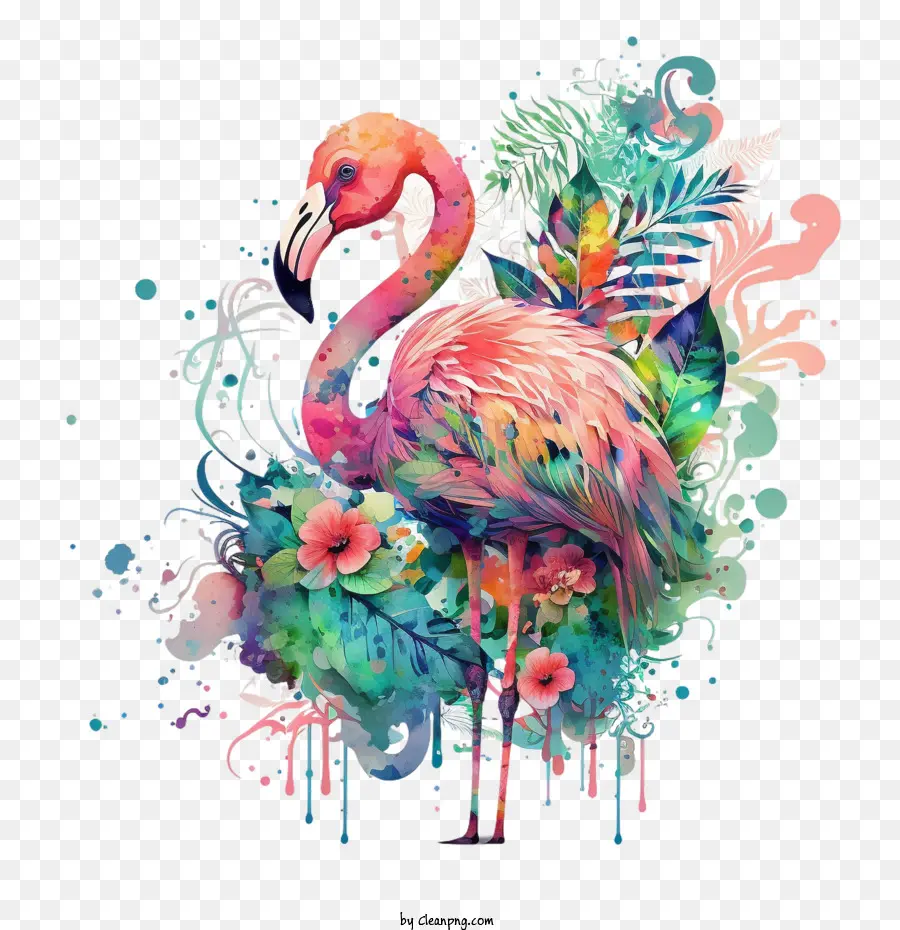 Lindo Flamingo，Flamenco Con Flores PNG