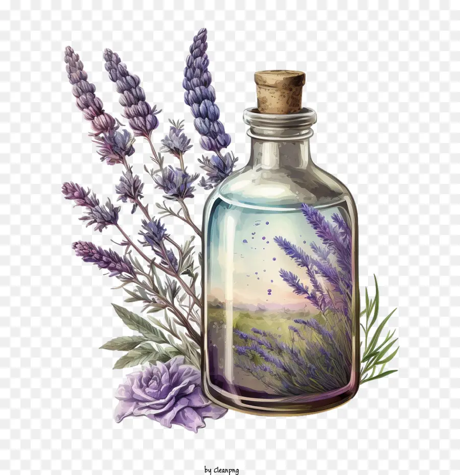 Lavanda Vintage，Lavanda Con Botella PNG