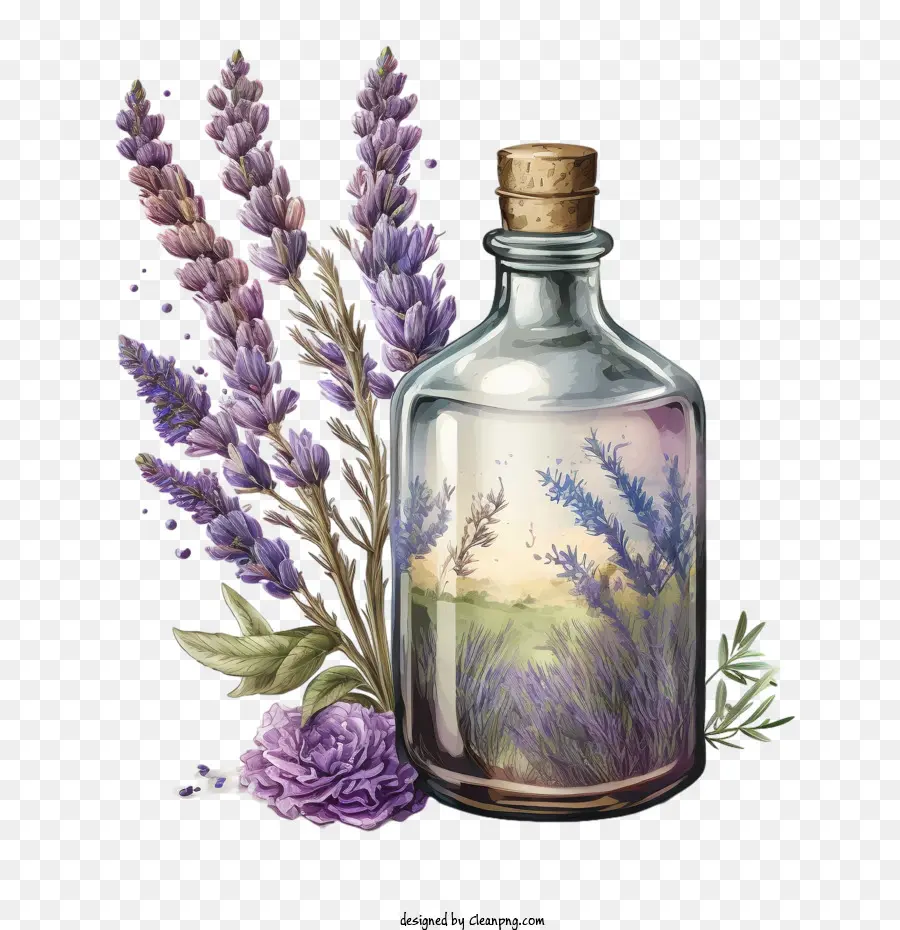 Lavanda Vintage，Lavanda Con Botella PNG