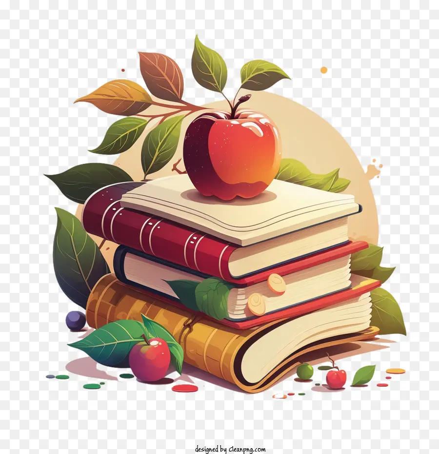 Manzana En Los Libros，Día Mundial De Los Docentes PNG