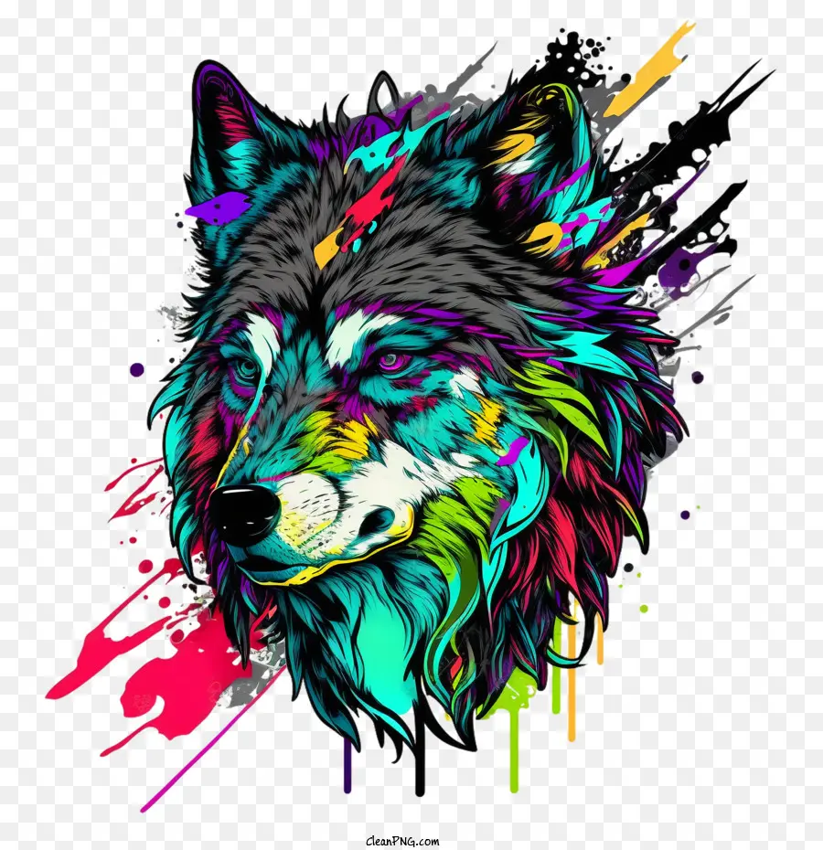 Colores Del Lobo De Los 90，Lobo Colorido PNG