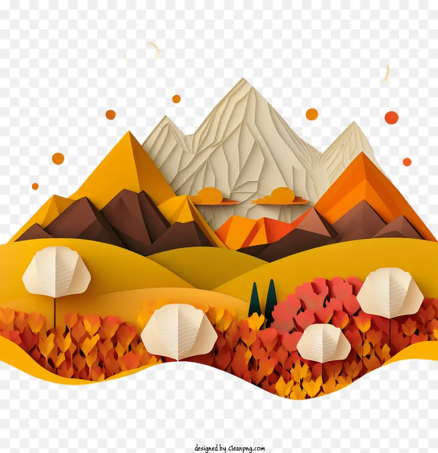 Montaña De Otoño，Paper Art Mountain PNG