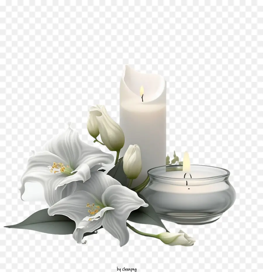 Día De Todos Los Santos，Velas Y Lirios PNG