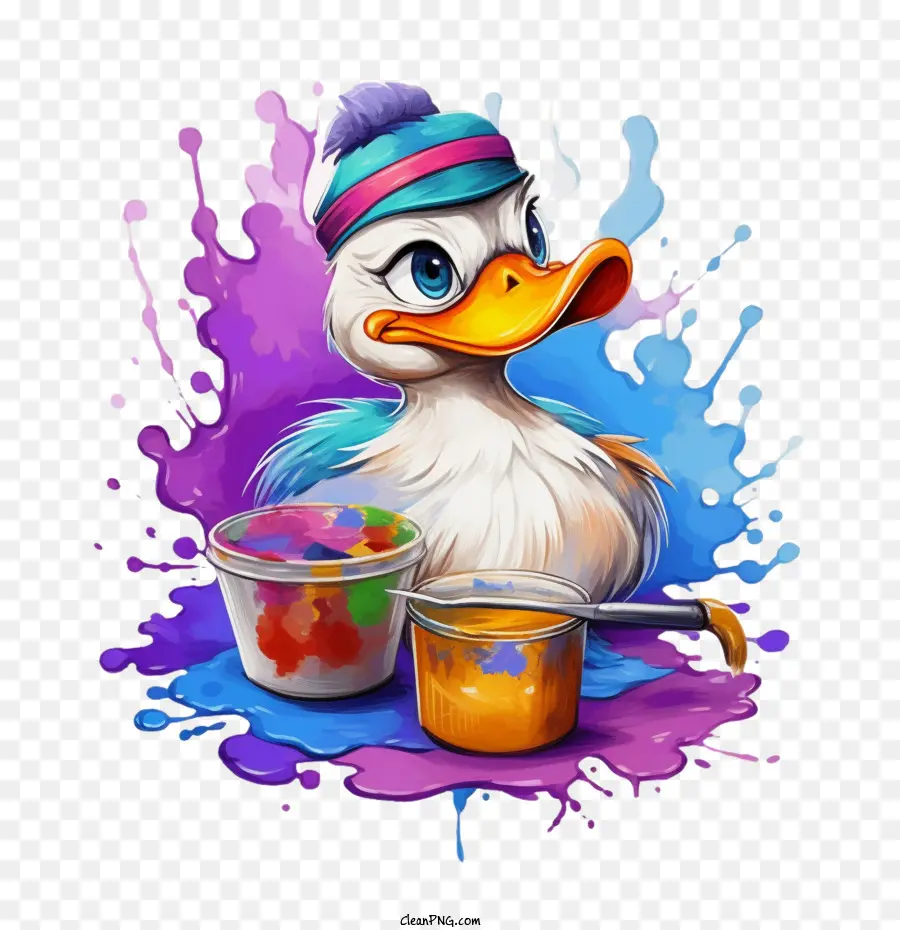 Pinturas Multicolores Duck，Dibujos Animados De Pato PNG