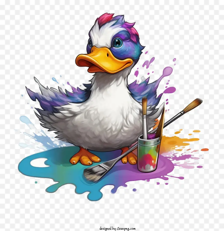 Pato De Pinturas Multicolores，Pato Colorido PNG