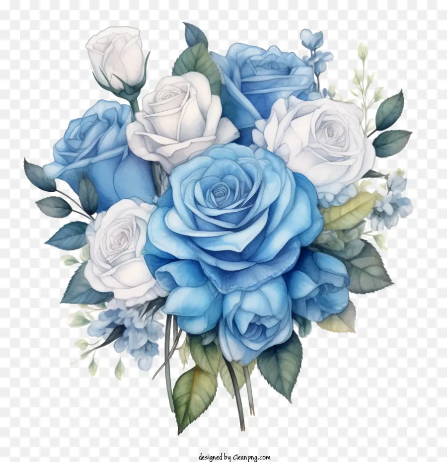 Rosa Azul Acuarela，Rosa Azul PNG