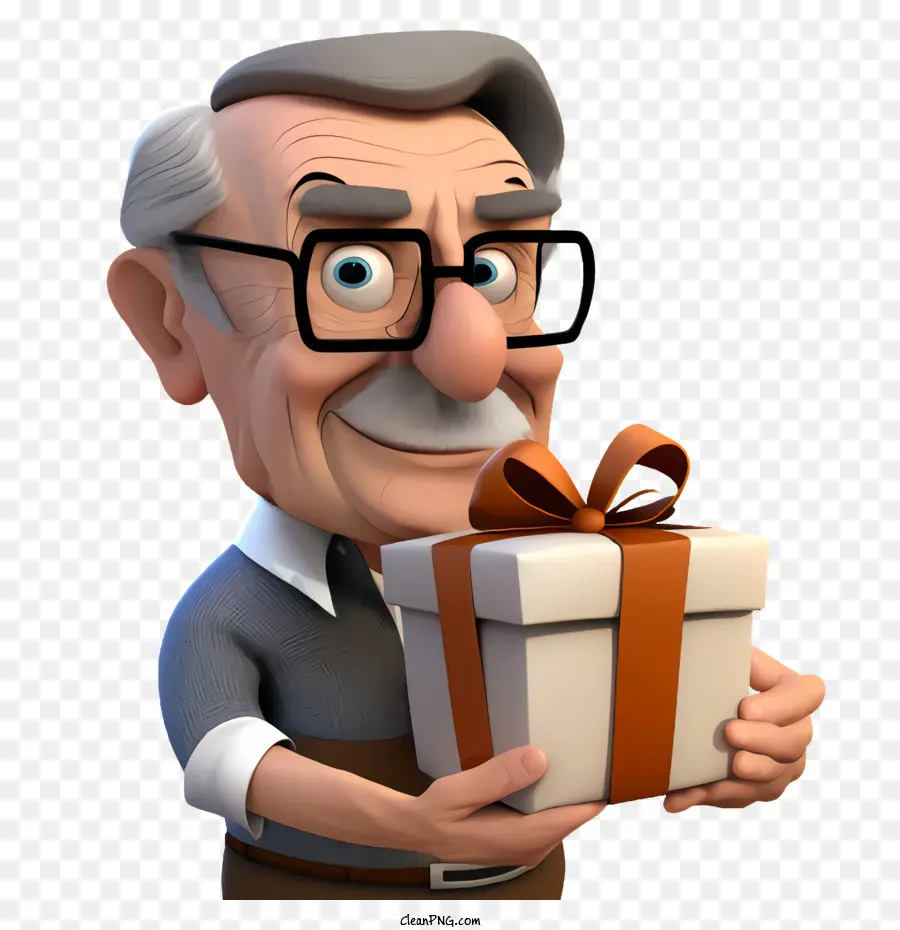 Dia Del Padre，Anciano Con Regalo PNG