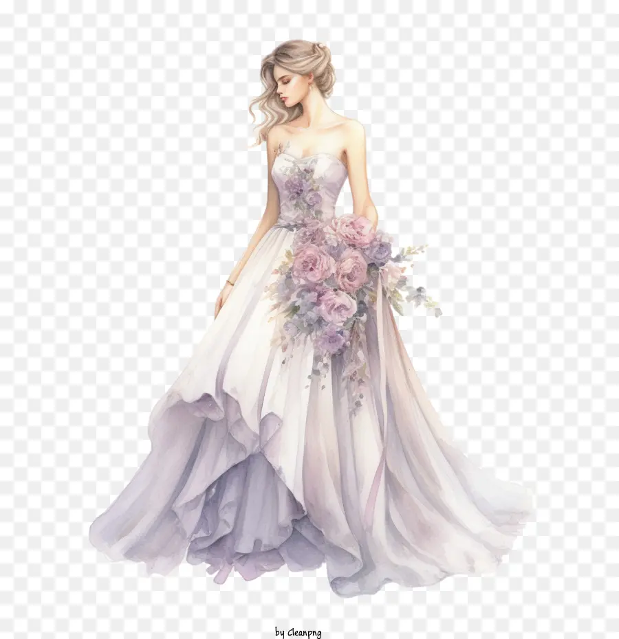 Vestido De Novia，Vestido De Novia De Acuarela PNG