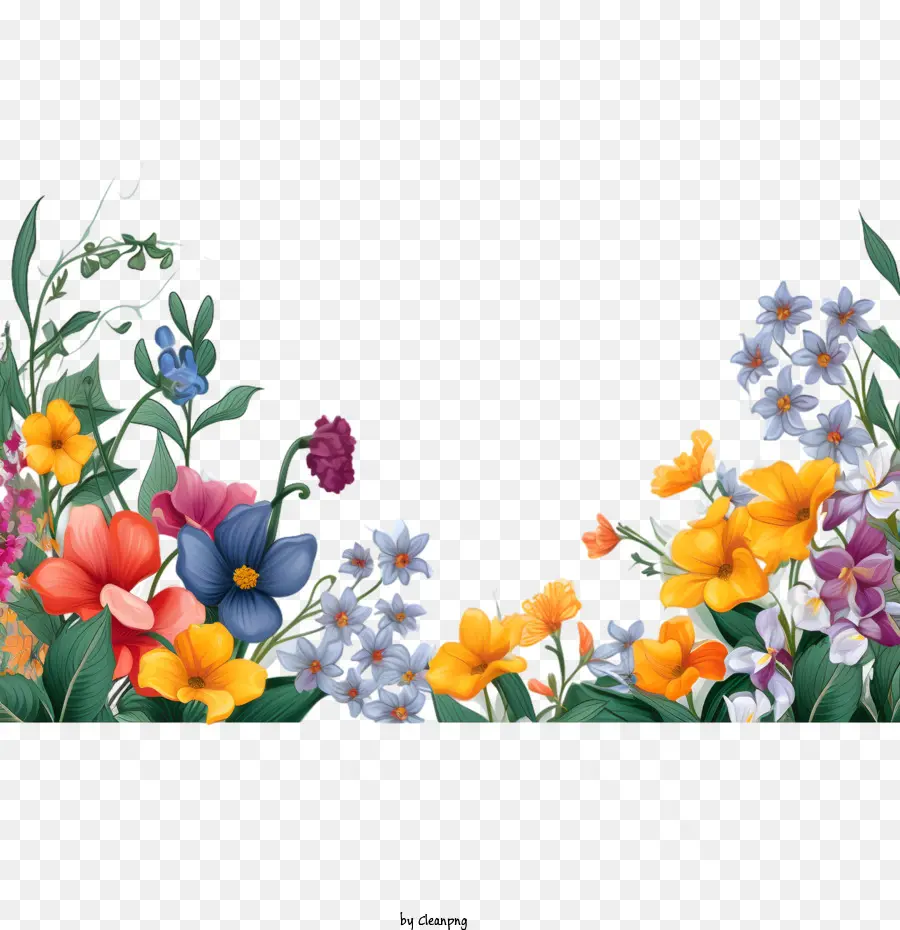 Borde De Flores，Flores Coloridas PNG