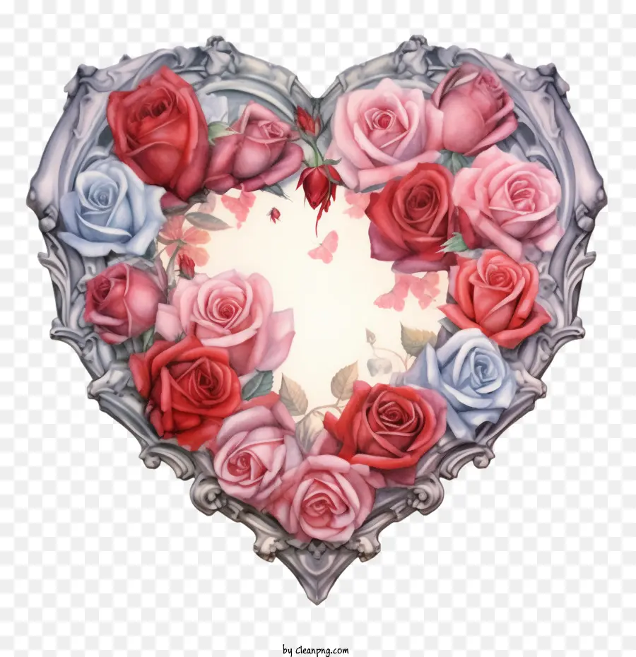 Corazón Floral，Corazon De Rosas PNG