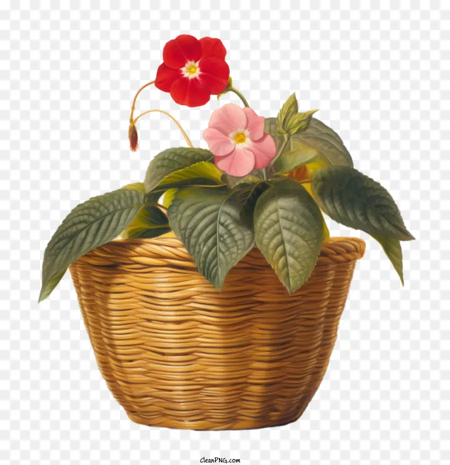 Flor Impatiens，Cesta PNG