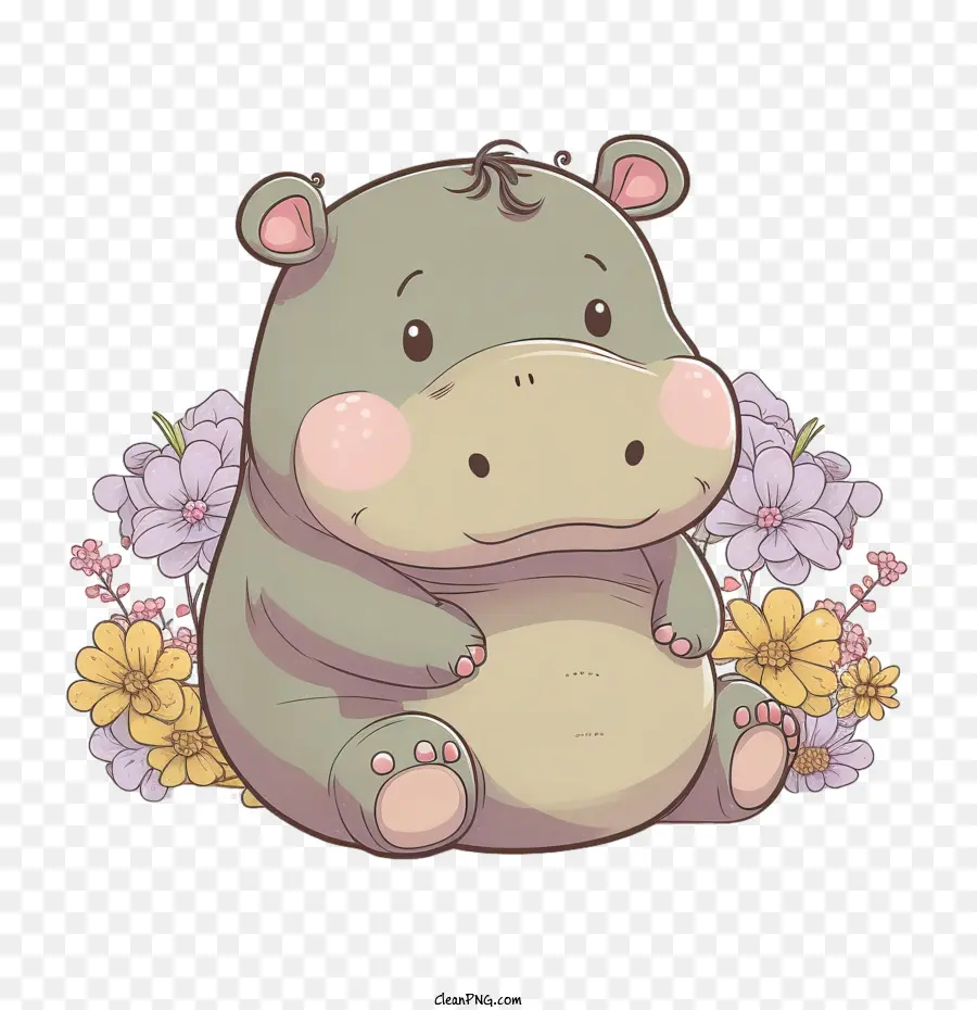 Hippo，Adorable PNG