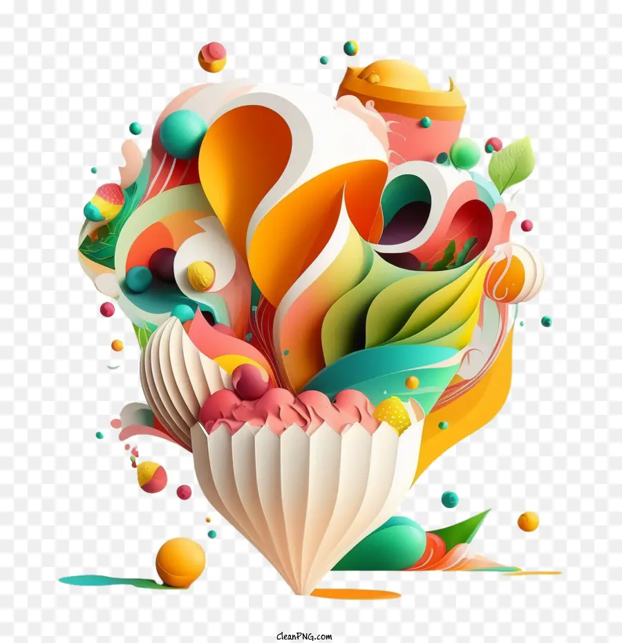 Helado Dulce，Arte Abstracto Colorido PNG