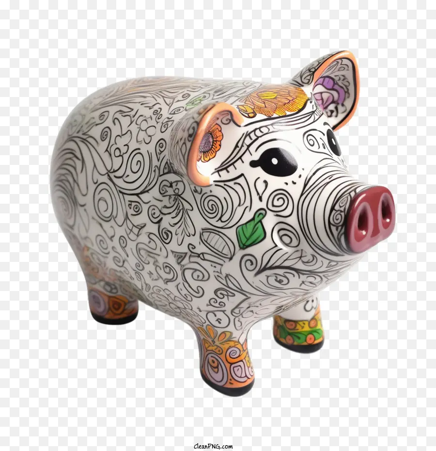 Doodle Piggy Bank，Alcancía PNG