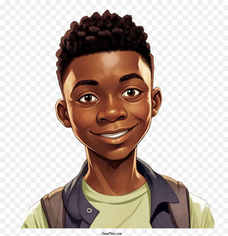 Cartoon Boy，Niño Africano PNG
