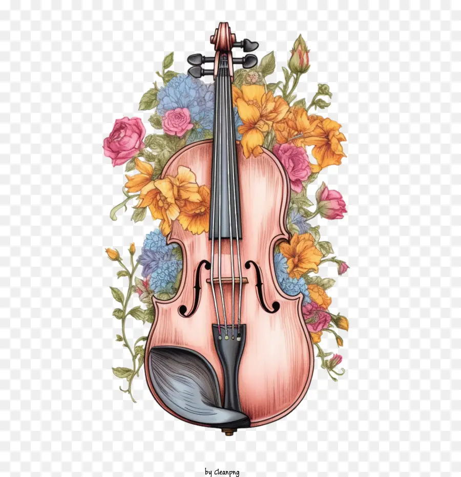 Violín，Flores PNG