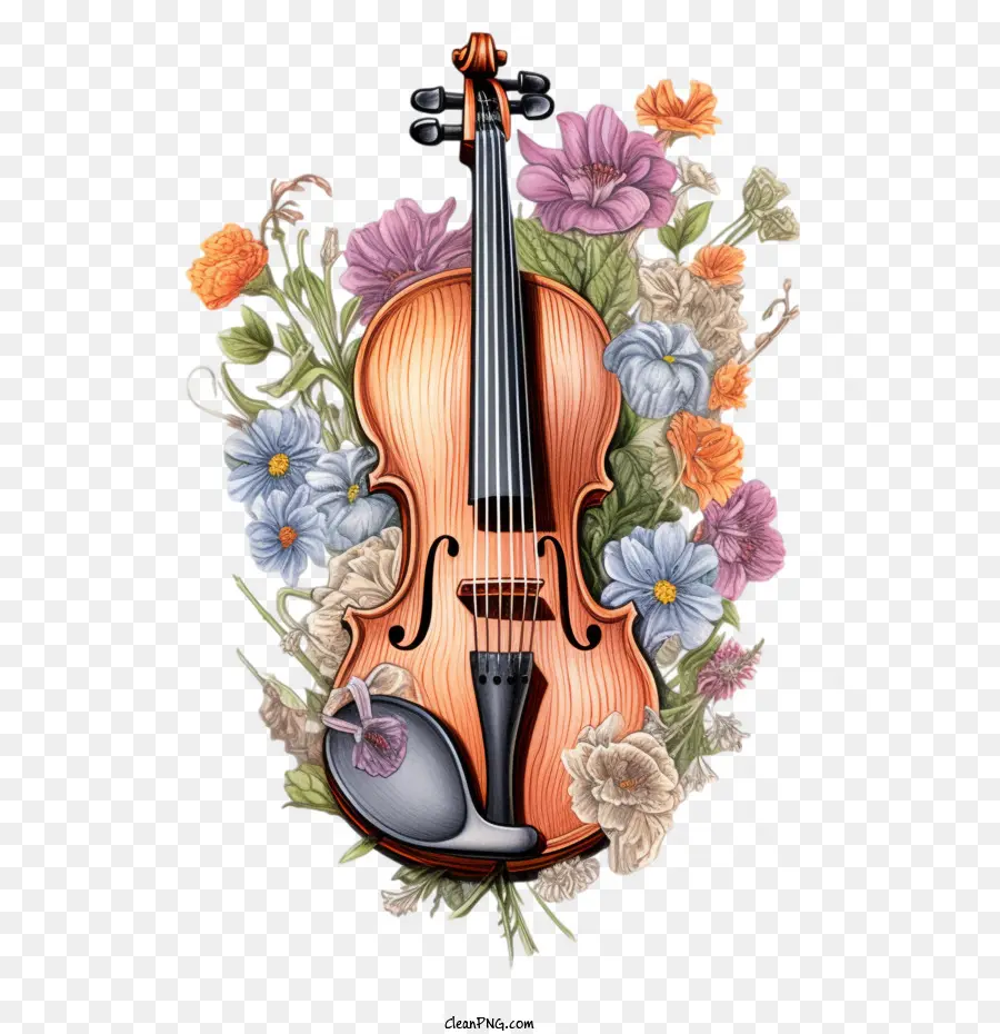 Violín，Flores PNG